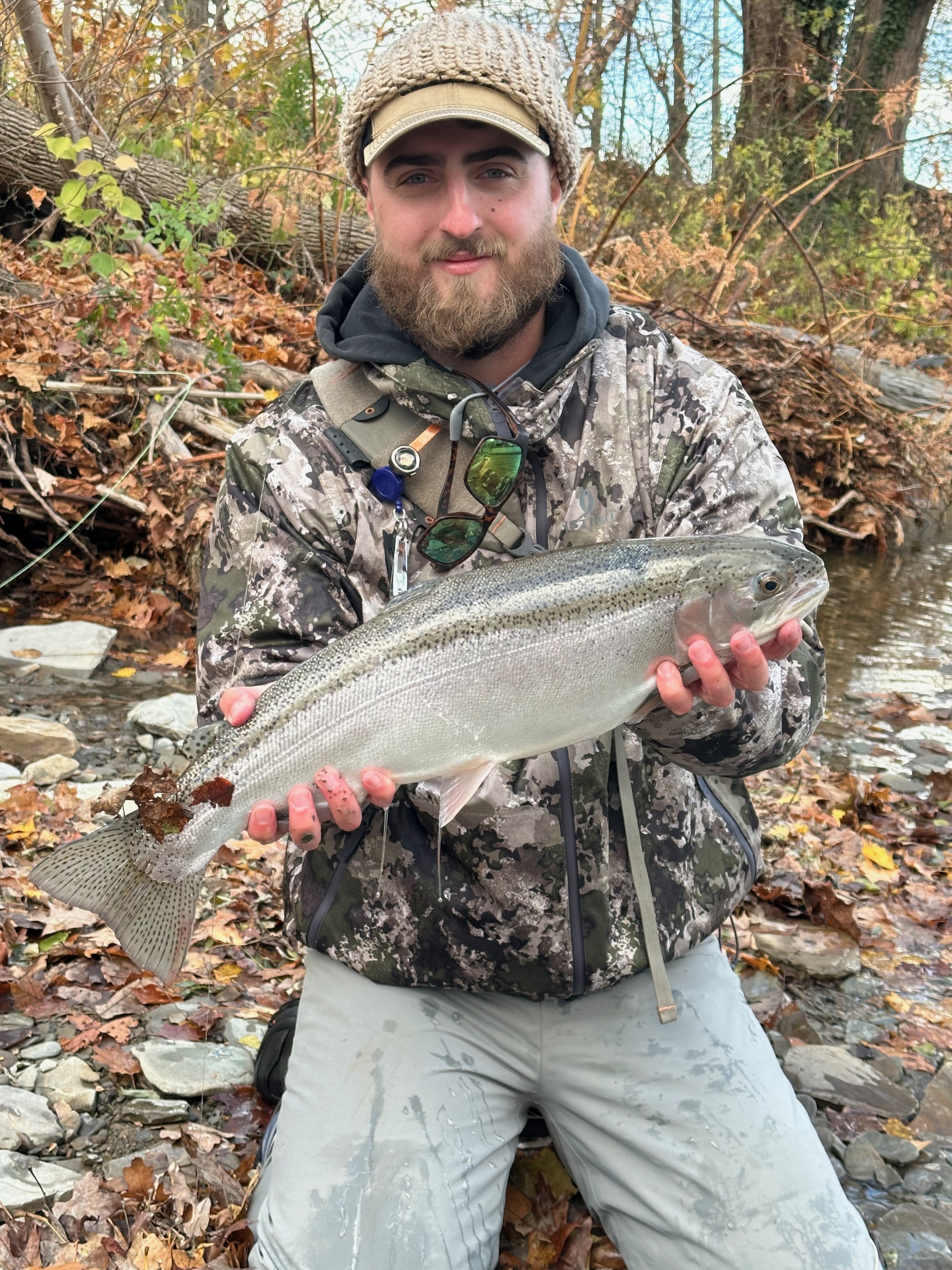 Fish caught on a hand-tied fly, showcasing the quality of our work